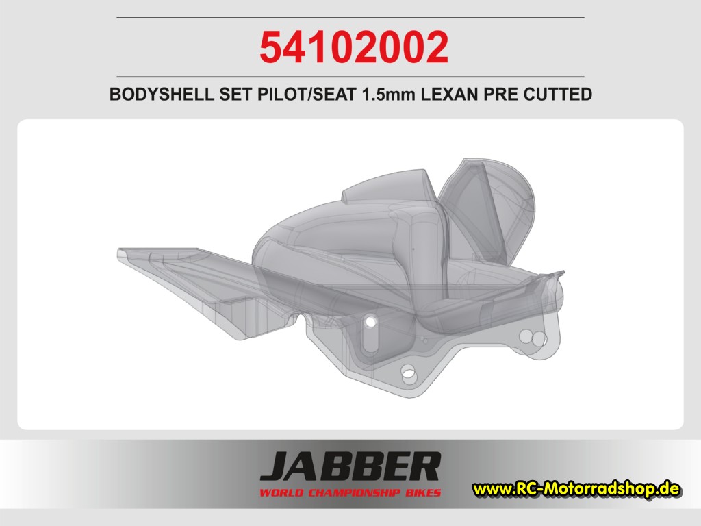 54102002: LIGHTSCALE Karosserie Bike Pilot/Sitzbank 1.5mm Lexan, ausgeschnitten für JABBER Bike 54102002